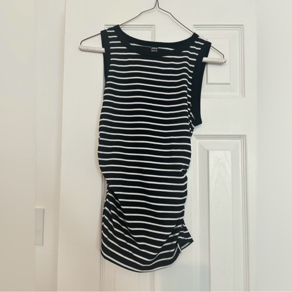 SHEIN Black and White Striped Tank Top